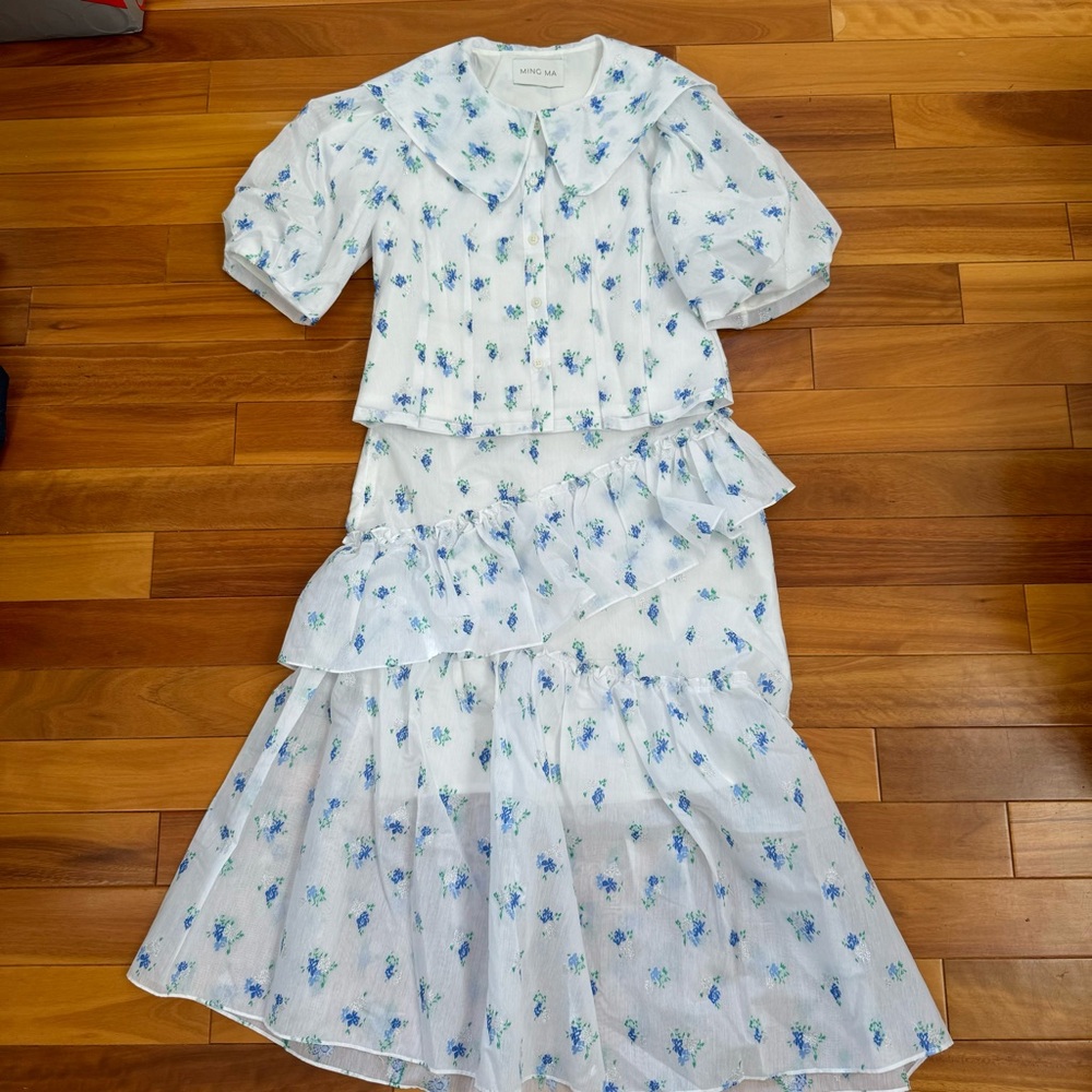 Ming Ma blue floral dress